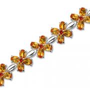 Floral Design Sterling Silver 20.25 carats total weight Oval cut Citrine & Round cut Garnet Bracelet