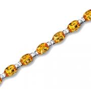 Sterling Silver 9.25 carats total weight Oval cut Citrine Tennis Style Bracelet