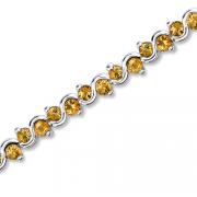 Sterling Silver 4.50 carats total weight Round Cut Citrine Classic Style Tennis Bracelet