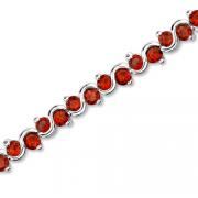 Sterling Silver 7.25 carats total weight Round Cut Garnet Classic Style Tennis Bracelet