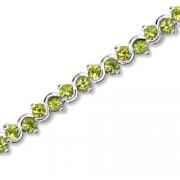 Sterling Silver 5.00 carats total weight Round Cut Peridot Classic Style Tennis Bracelet