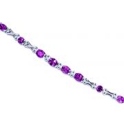 Unique Styling 8.25 carats total weight Oval & Round Cut Amethyst Gemstone Bracelet in Sterling Silver