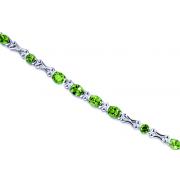 Unique Styling 9.50 carats total weight Oval & Round Cut Peridot Gemstone Bracelet in Sterling Silver