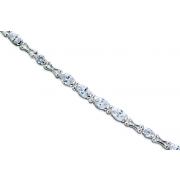 Unique Styling Oval & Round Cut White CZ Gemstone Bracelet in Sterling Silver