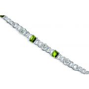 Radiant Brilliance 4.25 carats total weight Multi-Shape Peridot & White CZ Gemstone Bracelet in Sterling Silver
