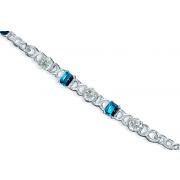 Radiant Brilliance 4.25 carats total weight Multi-Shape Swiss Blue Topaz & White CZ Gemstone Bracelet in Sterling Silver