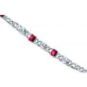 Radiant Brilliance Multishape Created Ruby & White CZ Gemstone Bracelet in Sterling Silver