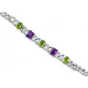 Radiant Brilliance 5.75 carats total weight Multishape Amethyst & Peridot Gemstone Bracelet in Sterling Silver