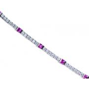 One of a Kind Design 1.75 carats total weight Princess Cut Amethyst & White CZ Gemstone Bracelet in Sterling Silver