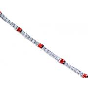 One of a Kind Design 2.50 carats total weight Princess Cut Garnet & White CZ Gemstone Bracelet in Sterling Silver