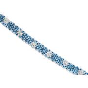 Bold and Beautiful Thick 11.75 carats total weight Round Cut London Blue Topaz & White CZ Flower Bracelet in Sterling Silver