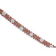 Bold and Beautiful Thick 15.25 carats total weight Round Cut Garnet & White CZ Flower Bracelet in Sterling Silver