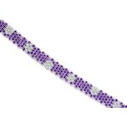 Bold and Beautiful Thick 8.50 carats total weight Round Cut Amethyst & White CZ Flower Bracelet in Sterling Silver