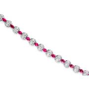 Bursting with Radiance Oval & Round Cut Created Ruby & White CZ Gemstone Bracelet in Sterling Silver