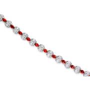 Bursting with Radiance 7.25 carats total weight Oval Cut Garnet & White CZ Gemstone Bracelet in Sterling Silver