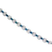 Bursting with Radiance 7.25 carats total weight Oval Cut London Blue Topaz & White CZ Gemstone Bracelet in Sterling Silver