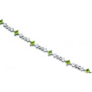 Unique Styling 5.00 carats total weight Princess Cut Peridot & White CZ Gemstone Bracelet in Sterling Silver