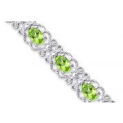 Antique Styling 7.00 carats total weight Oval Cut Peridot Gemstone Bracelet in Sterling Silver