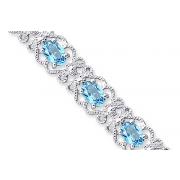 Antique Styling 8.50 carats total weight Oval Cut Swiss Blue Topaz Gemstone Bracelet in Sterling Silver