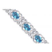 Antique Styling 8.50 carats total weight Oval Cut London Blue Topaz Gemstone Bracelet in Sterling Silver