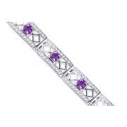 Victorian Style 3.00 carats total weight Princess Cut Amethyst Gemstone Bracelet in Sterling Silver