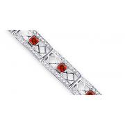 Victorian Style 4.00 carats total weight Princess Cut Garnet Gemstone Bracelet in Sterling Silver