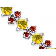 Distinctive Design 13.00 carats total weight Princess & Round Cut Citrine Garnet Gemstone Bracelet in Sterling Silver