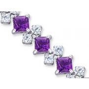 Distinctive Design 9.00 carats total weight Princess Cut Amethyst White CZ Gemstone Bracelet in Sterling Silver