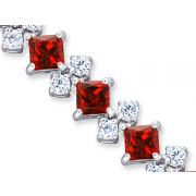 Distinctive Design 13.50 carats total weight Princess Cut Garnet White CZ Gemstone Bracelet in Sterling Silver