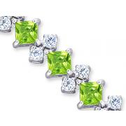 Distinctive Design 12.50 carats total weight Princess Cut Peridot White CZ Gemstone Bracelet in Sterling Silver