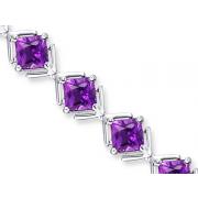 Classy & Elegant 8.00 carats total weight Princess Cut Amethyst Gemstone Bracelet in Sterling Silver