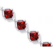 Classy & Elegant 12.00 carats total weight Princess Cut Garnet Gemstone Bracelet in Sterling Silver