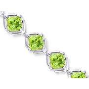 Classy & Elegant 11.25 carats total weight Princess Cut Peridot Gemstone Bracelet in Sterling Silver