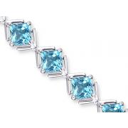 Classy & Elegant 12.00 carats total weight Princess Cut Swiss Blue Topaz Gemstone Bracelet in Sterling Silver