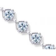 Classy & Elegant Princess Cut White CZ Gemstone Bracelet in Sterling Silver