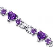 Alluring Design 5.50 carats total weight Heart & Round Shape Amethyst Gemstone Bracelet in Sterling Silver
