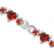 Alluring Design 7.50 carats total weight Heart & Round Shape Garnet Gemstone Bracelet in Sterling Silver