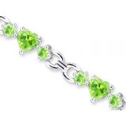 Alluring Design 6.50 carats total weight Heart & Round Shape Peridot Gemstone Bracelet in Sterling Silver
