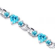 Alluring Design 6.75 carats total weight Heart & Round Shape Swiss Blue Topaz Gemstone Bracelet in Sterling Silver