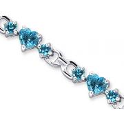 Alluring Design 6.75 carats total weight Heart & Round Shape London Blue Topaz Gemstone Bracelet in Sterling Silver