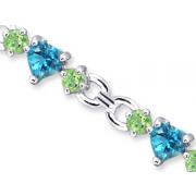 Alluring Design 6.50 carats total weight Heart Shape London Blue Topaz & Round Shape Peridot Gemstone Bracelet in Sterling Silver