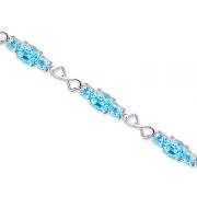 Designed just for you 12.50 carats total weight Oval & Round Cut Swiss Blue Topaz Gemstone Bracelet in Sterling Silver