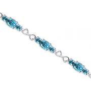 Designed just for you 12.50 carats total weight Oval & Round Cut London Blue Topaz Gemstone Bracelet in Sterling Silver