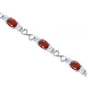 Designed just for you 9.00 carats total weight Oval Cut Garnet White CZ Gemstone Bracelet in Sterling Silver