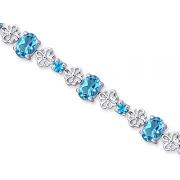 Intricate Design 10.25 carats total weight Oval & Round Cut London Blue Topaz Gemstone Bracelet in Sterling Silver