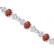 Intricate Design 9.00 carats total weight Oval Cut Garnet & White CZ Gemstone Bracelet in Sterling Silver
