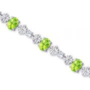 Intricate Design 6.75 carats total weight Oval Cut Peridot & White CZ Gemstone Bracelet in Sterling Silver