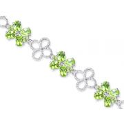 Antique Flower Design 12.50 carats total weight Oval & Round Cut Peridot Gemstone Bracelet in Sterling Silver