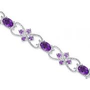 Delicate Filigree Design 6.75 carats total weight Oval & Round Cut Amethyst Bracelet in Sterling Silver