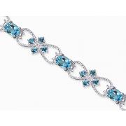 Delicate Filigree Design 9.00 carats total weight Oval & Round Cut London Blue Topaz Gemstone Bracelet in Sterling Silver